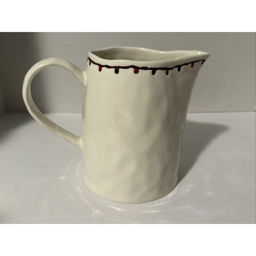 Potters Studio Dimpled Colonial Style Ceramic Pitcher Farmhouse Christmas Decor